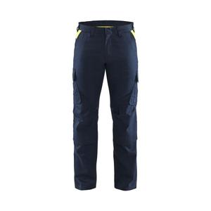 BLAKLADER - 144818328633C52 Pantalon Industry stretch avec poches genouillères Pantalon de travail bleu marine foncé/jaune - Product Image 1