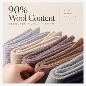 Custom Wool Crew Socks 90% Wool 19cm Thick Knit Thermal Winter Socks Multiple Colors Seamless Comfort - Product Image 3