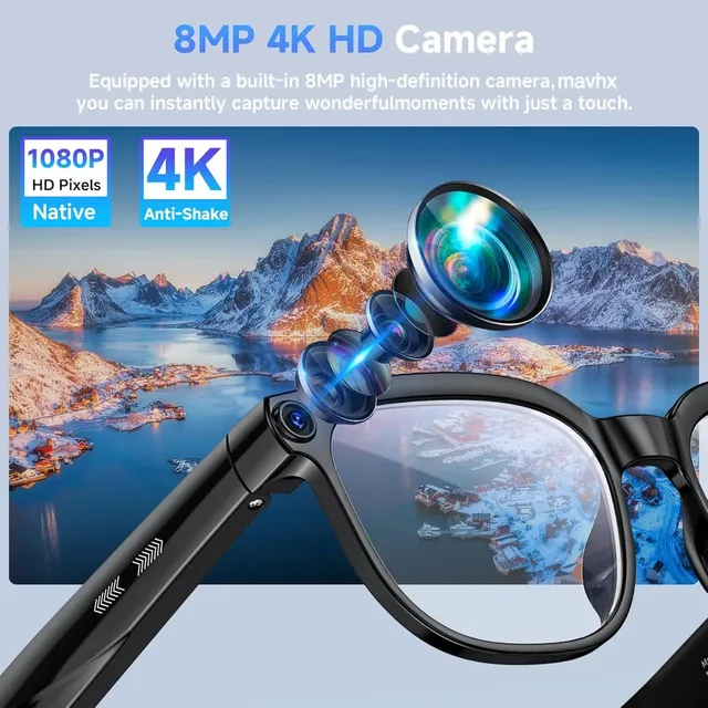 New Smart AI Glasses 1080P HD Video Record Camera ChatGPT Voice Assistant for Call 32GB ROM Language Translation
