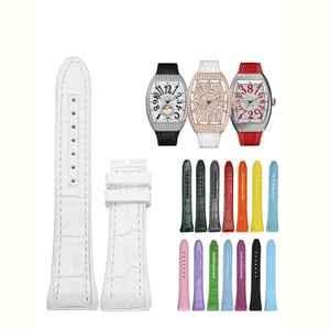 Bracelet de montre compatible avec Franck Muller V32 FM - Bracelet de remplacement en cuir avec bande en caoutchouc fluoré étanche - Product Image 1