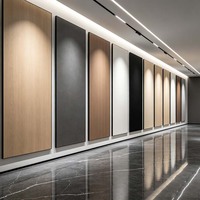 Panneau et planche murale en placage de bois composite PVC à grain de bois, cristal de carbone, ardoise rocheuse / charbon de bambou