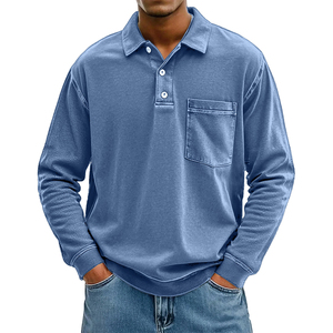 Camisa de Manga Larga para Hombre, Nueva Colección 2026, Antiarrugas, Estilo Casual Elegante, con Bolsillo, Color Sólido - Product Image 5