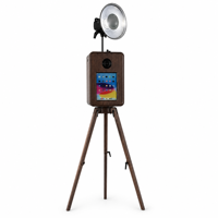 Draagbare retro houten fotohokje met dubbelzijdig touchscreen, compatibel met iPad en DSLR voor bruiloften en feesten