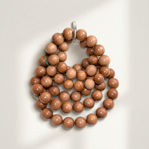 Riddhi Siddhi Pure Chandan & Sandalwood Round Beads-Natural Dark Golden Brown Loose Tibetan Mala Chanting Beads - Product Image 1