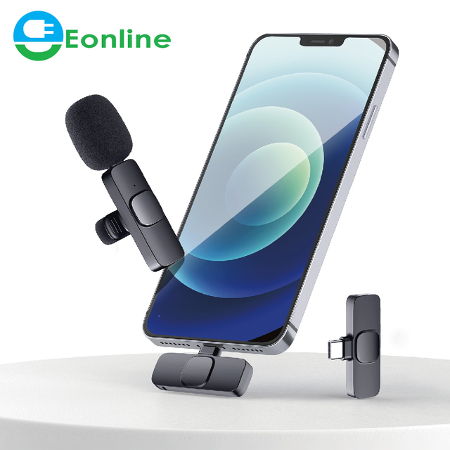 EONLINE K8 Wireless Lavalier Mic Type-C Interface Meeting Vloggers Mini Wireless Microphone Recording Live Lavalier Microphone