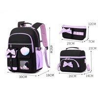 Sacs à dos scolaires tendance pour filles, ensemble de 3 pièces, sacs à dos pour élèves du primaire et du collège avec sac à lunch, sacs à dos mignons pour enfants avec motifs de dessins animés