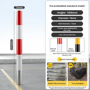Barriere Stradali Retrattili in Plastica con Inserimento Diretto nel Suolo, Dissuasori Stradali Prefabbricati in Acciaio Zincato Anti-Collisione con Luce Riflettente - Product Image 6