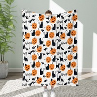 Couverture d'Halloween fantôme mignon motif floral violet patchwork, idéale pour chambre, canapé, décoration intérieure, cadeau - Vente en gros