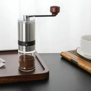 Wholesale Design Cafe Coffee Tools Mini Portable Stainless Steel Body Ceramic Burr Adjustable Hand Manual Coffee Grinder Mill