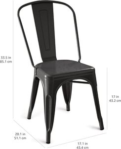 Sillas de Comedor de Acero For Basics, Muebles para el Hogar, Fáciles de Montar, Apilables para Interiores/Exteriores, Color Negro Mate, Paquete de 4 - Product Image 3