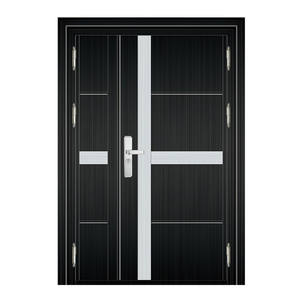 Portes d'entrée doubles en acier inoxydable de conception moderne, porte principale à double battant, porte d'entrée en acier double - Product Image 4