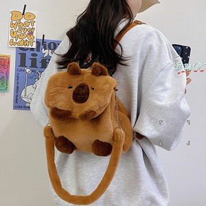 Cartone animato capibara zaino gatto peluche borsa a mano doppio peluche peluche peluche borse a tracolla per studenti scuola regalo per bambini - Product Image 3