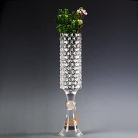 Grand vase à fleurs de luxe transparent en verre, 5 pièces, pour mariage, décoration de table, pièces centrales, vente en gros