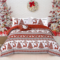 Motif de flocon de neige arbre de cerf rouge impression 3D literie de couette de luxe ensemble de housse de couette de Noël