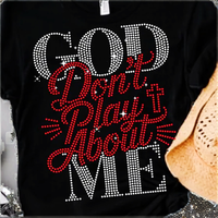 Transfert de strass thermocollant éco-responsable God Don't Play Me pour vêtements et chaussures, appliques de strass brillantes