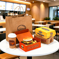 Boîte à hamburger et frites jetable biodégradable écologique avec logo personnalisé, en carton ondulé gaufré et pailleté
