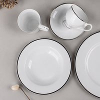 Vente en gros de vaisselle européenne en céramique fine Silver Line 16pcs vaisselle de table en porcelaine kit de vaisselle kit de vaisselle