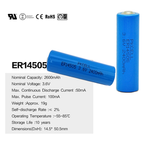 ER14505 3.6V 2400mAh AA 충전식 기본 리튬 Li-Socl2 배터리 팩 없음 - Product Image 6