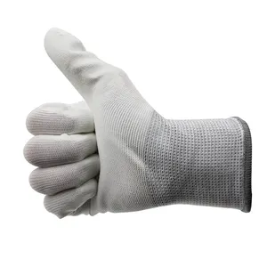 Weiß Pu Guantes Para Electronica Esd Sicherheit Anti statischer Stoff Esd Work Polyester Flusen freie Handschuhe