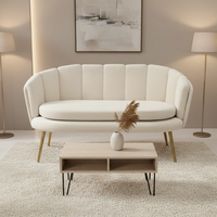 Wohnzimmermöbel Gestepptes Luxus-Samt-Loveseat Sofa im Nordischen Stil – Modernes Zweisitzer Sofa aus Weißem Stoff