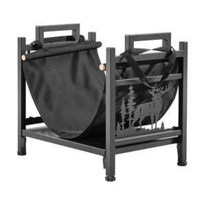 Porta Legna in <span class=keywords><strong>Metallo</strong></span> Nero Vintage di Alta Qualità OEM Personalizzato con Borsa Porta Legna - Product Image 1
