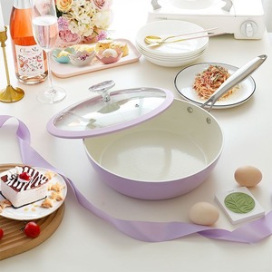Wajan Porselen Lavender Shell 28cm, Panci Keramik Cobblestone, Panci Goreng Serbaguna, Panci Masak Universal, Hadiah, Kategori Produk Wok - Product Image 1