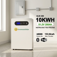 Greensun Solar 51,2V 200Ah Niederspannungs-10kWh-Wandmontierte LiFePO4-Lithiumbatterie für Heimenergiespeichersysteme