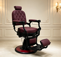 Fauteuil de Barbier Vintage pour Hommes avec Base Hydraulique Stable et Revêtement Matelassé Diamant pour Salon de Beauté
