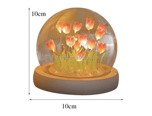 Lámpara de Noche Artificial para Dormitorio, Lámpara LED de Noche con Adornos Hechos a Mano, Regalos de Cumpleaños, Flor de Tulipán, Luz Nocturna - Product Image 3
