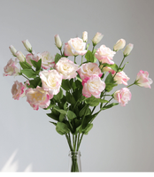 Bunga Lisianthus Artificial Real Touch Elegan 3 Kuntum Tangkai Tunggal Bunga Eustoma Lisianthus Sutra Warna Pink Putih untuk Dekorasi Ruangan