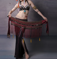 Ceinture de danse orientale à franges et pampilles avec pièces de monnaie en cuivre pour costume tribal