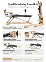 Unité combinée professionnelle de tour à poulies en bois d'érable canadien pour machine de Pilates Gyro, idéale pour l'entraînement en studio de yoga