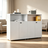 Armoire de bureau blanche avec serrure, étagère ouverte, multifonction, faible hauteur, pour le rangement des dossiers et des fournitures de bureau