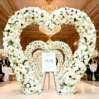 Arche de fleurs artificielles en soie blanche de nouvelle conception 2026, faite à la main, de haute qualité, support de fond en forme de cœur, 8 pieds, luxe, fête des mères