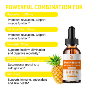 Gouttes liquides de glycinate de magnésium OEM ODM pour le soutien de l'humeur, l'optimisation du sommeil, la fonction intestinale et la réduction du stress - Product Image 5