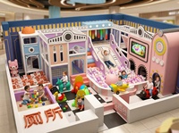 Équipement de terrain de jeu intérieur personnalisé, thème château, toboggan chiffres romains, piscine à balles, blocs de construction, tour, dôme, auvent suspendu, pour enfants FEC
