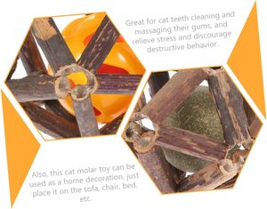 Jouets à mâcher pour chat tressés à la main, en forme de puzzle, de boule à la menthe et de grappe de vigne argentée, tailles petite, moyenne et grande - Product Image 4