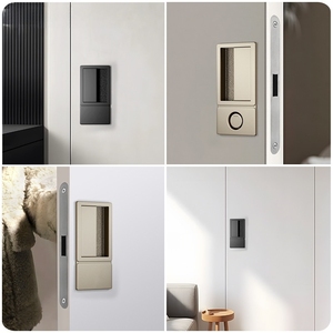 Serratura Magnetica Piatta Minimalista Nera da Incasso per Camere da Letto, Maniglia Silenziosa per Porte Interne in Legno - Product Image 2