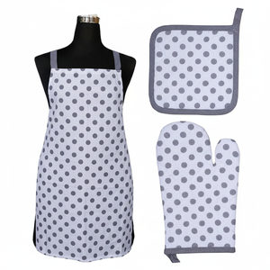 Custom Logo 100% Cotton Kitchen Set | <b>Heat</b> Resistant Oven Mitts, Pot Holder, Apron & Oven Glove Set for Cooking & BBQ Use - Product Image 1