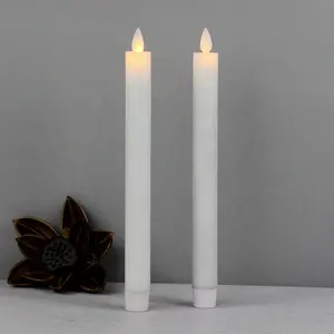 Wedding Decor Paraffin Wax White Battery Operated Moving Flameless Taper Candles