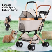 Poussette pour animaux de compagnie multifonctionnelle, légère, pliable à 4 roues, réglable, confortable, lavable, imperméable, grande capacité, portable