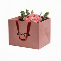 Sac en papier kraft personnalisé pour fleuriste, emballage portable pour bouquets de fleurs, roses, anniversaires et mariages, avec impression sur mesure