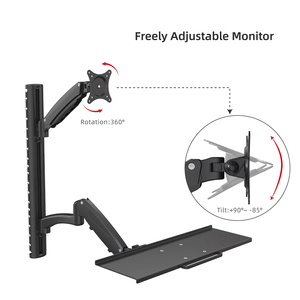 Chiều cao có thể điều chỉnh cánh tay duy nhất màn hình và bàn phím khay Wall Mount đứng - Product Image 3