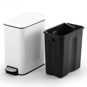 Xinan Compact 8L Stainless Steel Foot <strong>Pedal</strong> Waste <strong>Bin</strong> PP <strong>Liner</strong> Keeps Lid Open Home Office Bathroom Bedroom Living Modern - Product Image 5