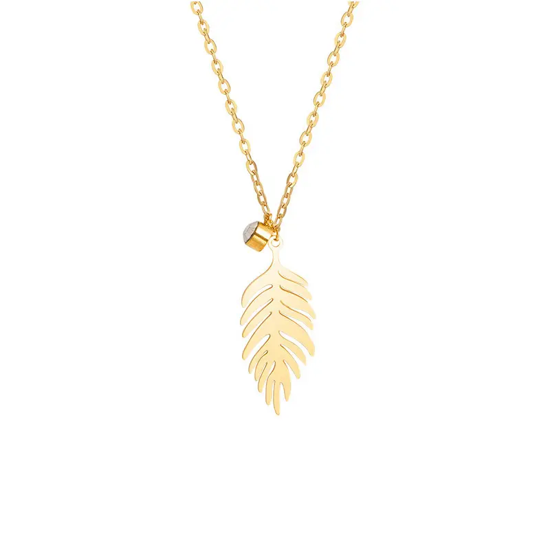 Stainless Steel Gold Plated Sun Moon Leaf Pendant Necklace Fashion Jewelry 14k 18k Custom Necklace