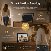 Marco de Fotos Digital Inteligente WiFi de Madera R&E de 10.1 Pulgadas, Pantalla Táctil IPS con Wi-Fi y Nube, 32 GB de Memoria, Compartir a través de la Aplicación Uhale, Regalo