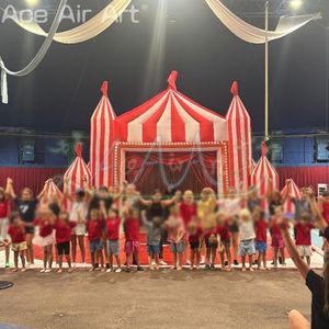 Tente gonflable personnalisée d'arc de cirque de 6x4m avec décoration d'événement durable à rayures rouges et blanches pour les fêtes, les carnavals et les promotions - Product Image 4