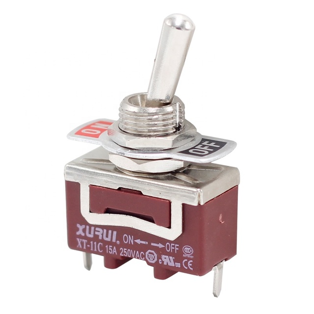 15A 250VAC On-Off SPDT Solder Single Pole Toggle Switch with Double Pole Functionality