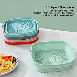 Friggitrice ad aria commerciale cestino in Silicone pieghevole stampo quadrato riutilizzabile Pan Liner forno teglia <span class=keywords><strong>Pizza</strong></span> pollo fritto altri alimenti - Product Image 2