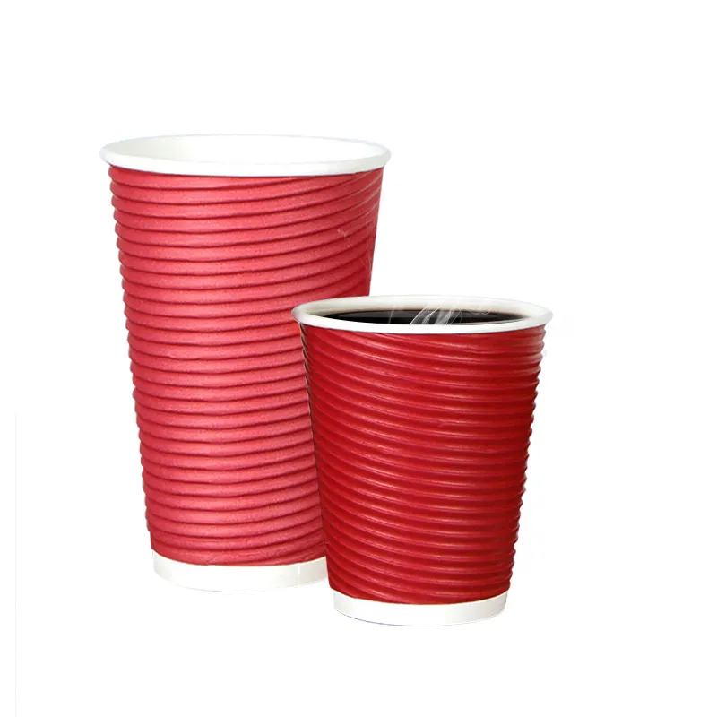 wholesale custom logo printed corrugated kraft paper coffee cups for hot coffee with lid